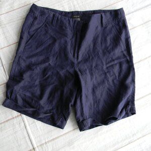 ANN TAYLOR NAVY BLUE LINEN BLEND BERMUDA SHORTS 8"INSEAM RESORT BEACH SZ 6